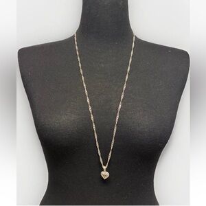 Sterling 31-Inch Twist Chain with Filigree Heart Pendant #4999